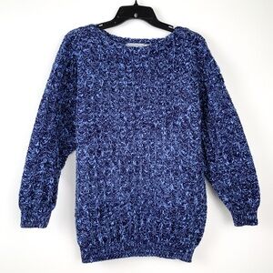 80s Forenza sweater blue and black vintage chunky knit sweater size small